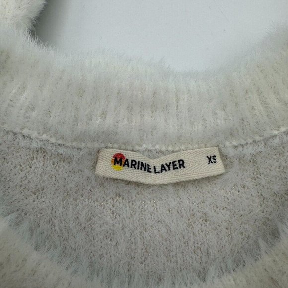 Marine Layer Arielle Crewneck Sweater Ivory/Pink Funfetti Size XS Fuzzy Polkadot - Picture 4 of 5